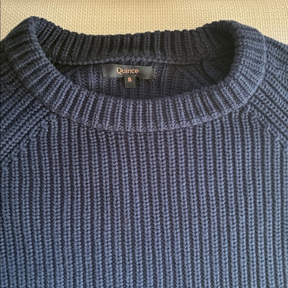 100% cotton navy fisherman crewneck sweater - Picture 2 of 9